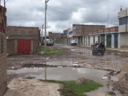 The street outside the church in Juliaca, Perú