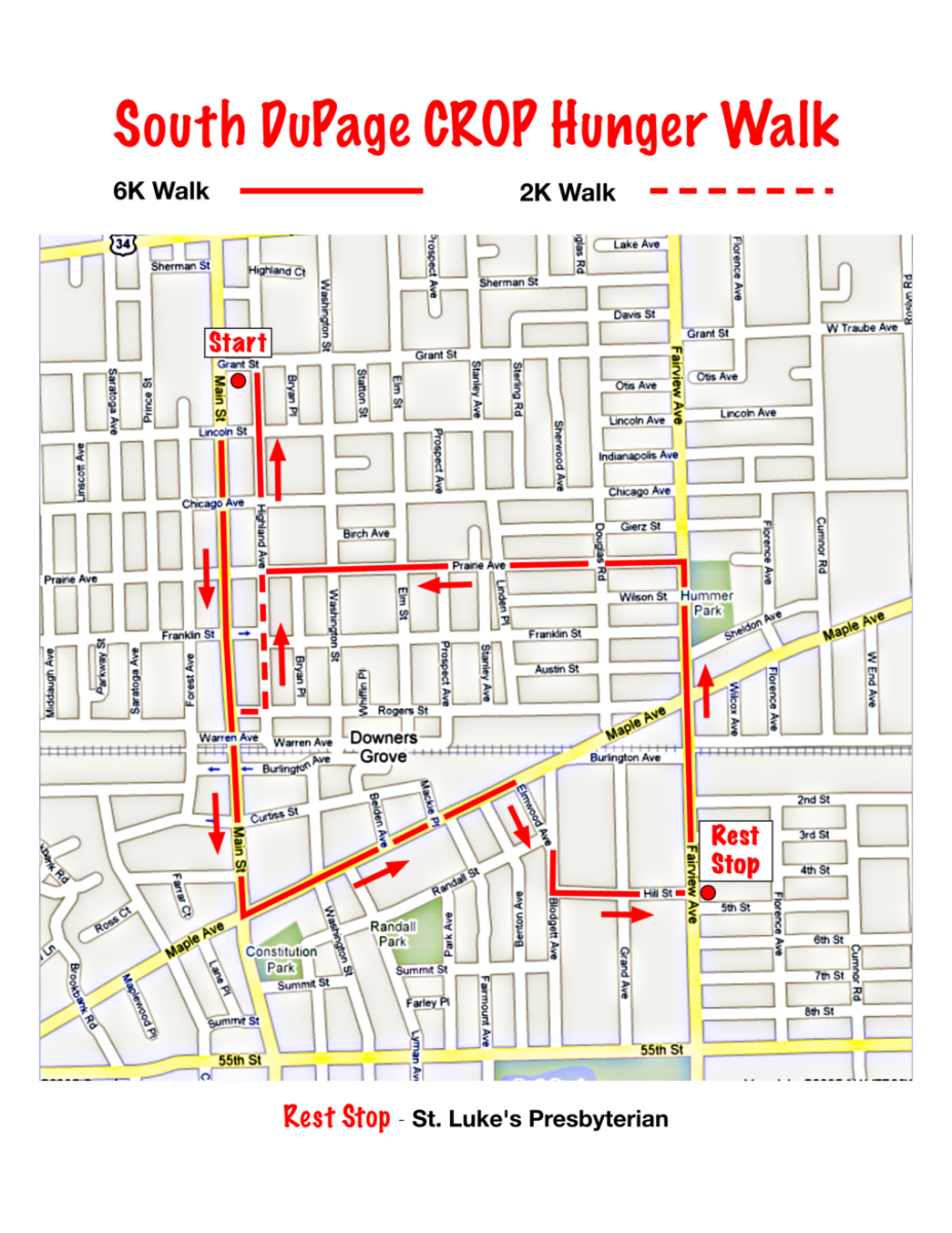 South DuPage CROP Hunger Walk Route Map